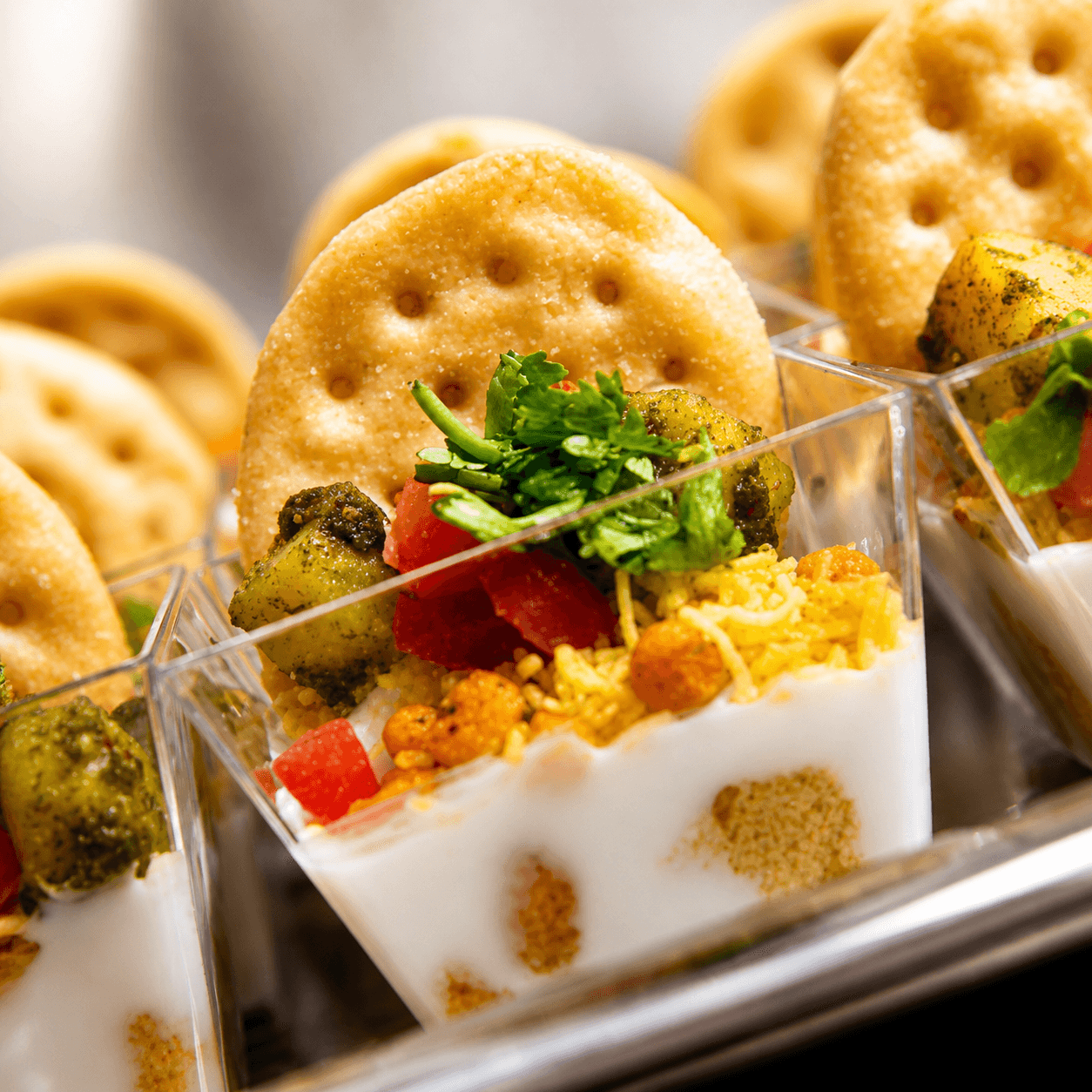 Dahi bhalla chaat grazing table